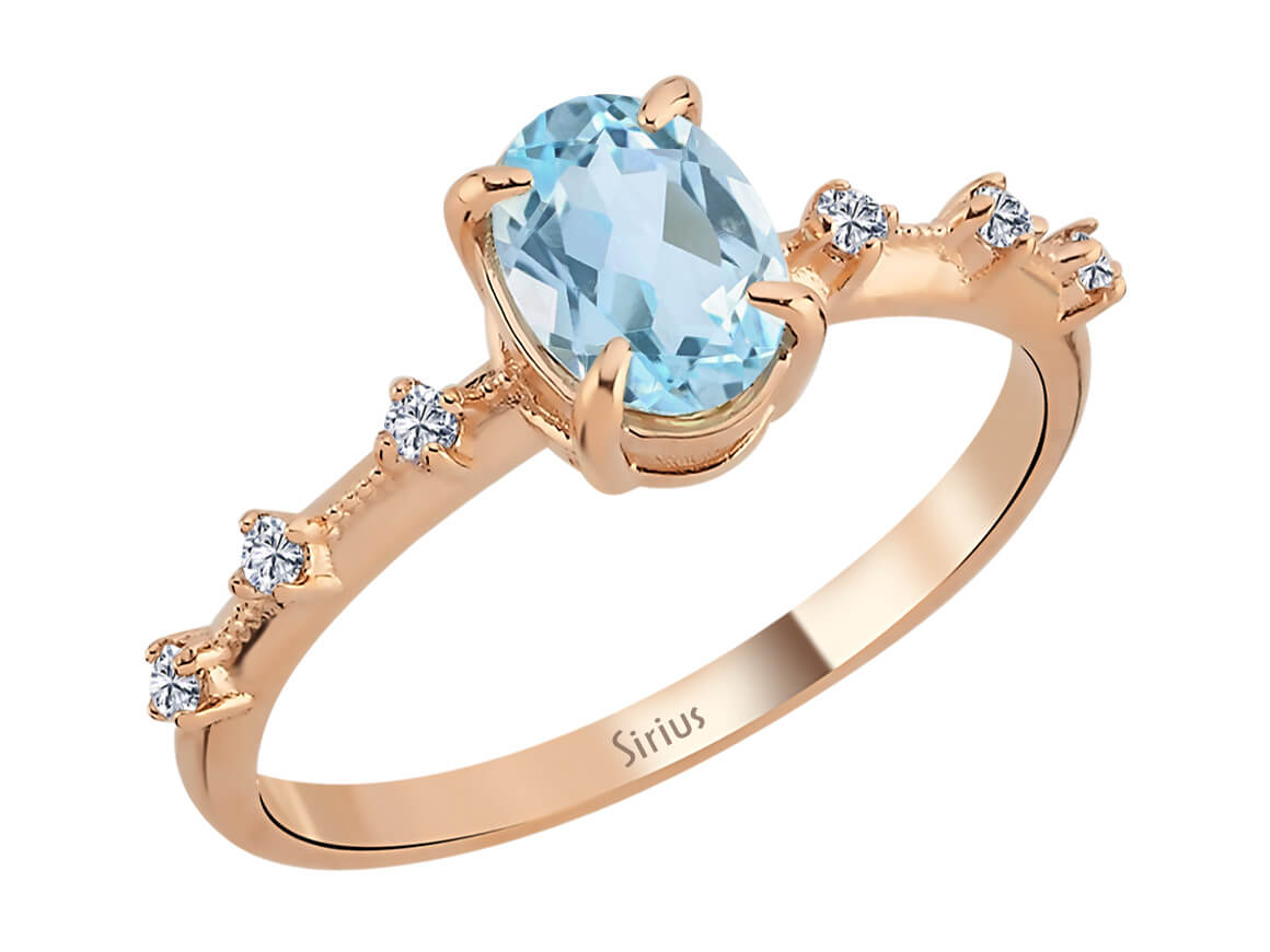 Birgie Diamant- und Himmelblauer Topas-Ring im Elena-Stil