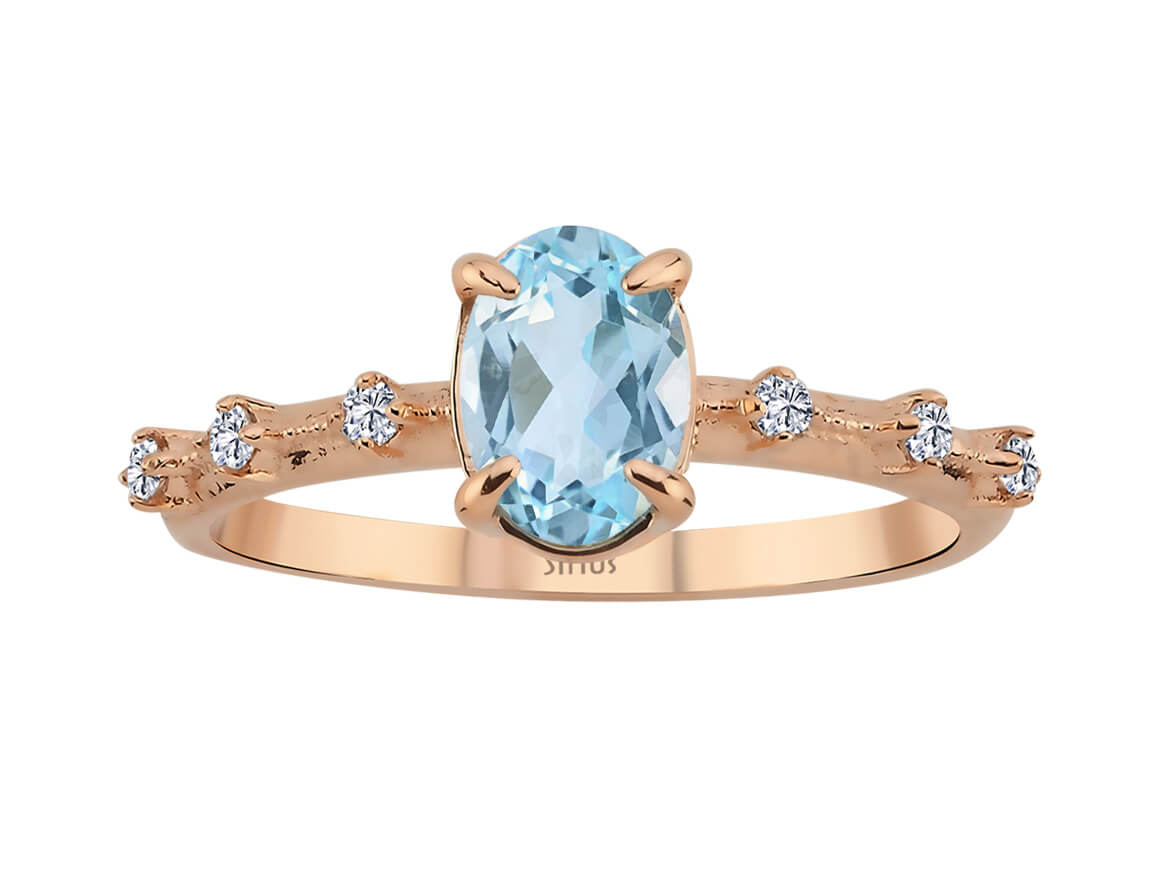 Birgie Diamant- und Himmelblauer Topas-Ring im Elena-Stil