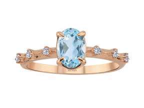 Birgie Diamant- und Himmelblauer Topas-Ring im Elena-Stil
