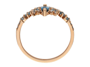 Birgie Kronenring mit Diamanten und blauem Topas