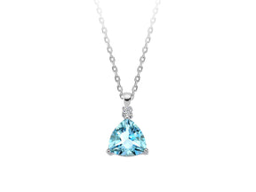 Birgie Diamant & Sky Blue Topas Halskette 8 Karat Gold