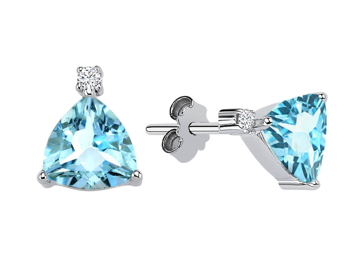 Birgie Diamant & Sky Blue Topas Ohrringe 0,06 Karat Diamant 2,76 Karat Topas 8 Karat Gold