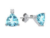 Birgie Diamant & Sky Blue Topas Ohrringe 0,06 Karat Diamant 2,76 Karat Topas 8 Karat Gold
