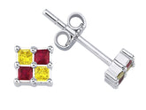 Diamant und Rubin Ohrringe aus 14K Gold