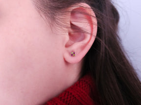 Diamant und Rubin Ohrringe aus 14K Gold