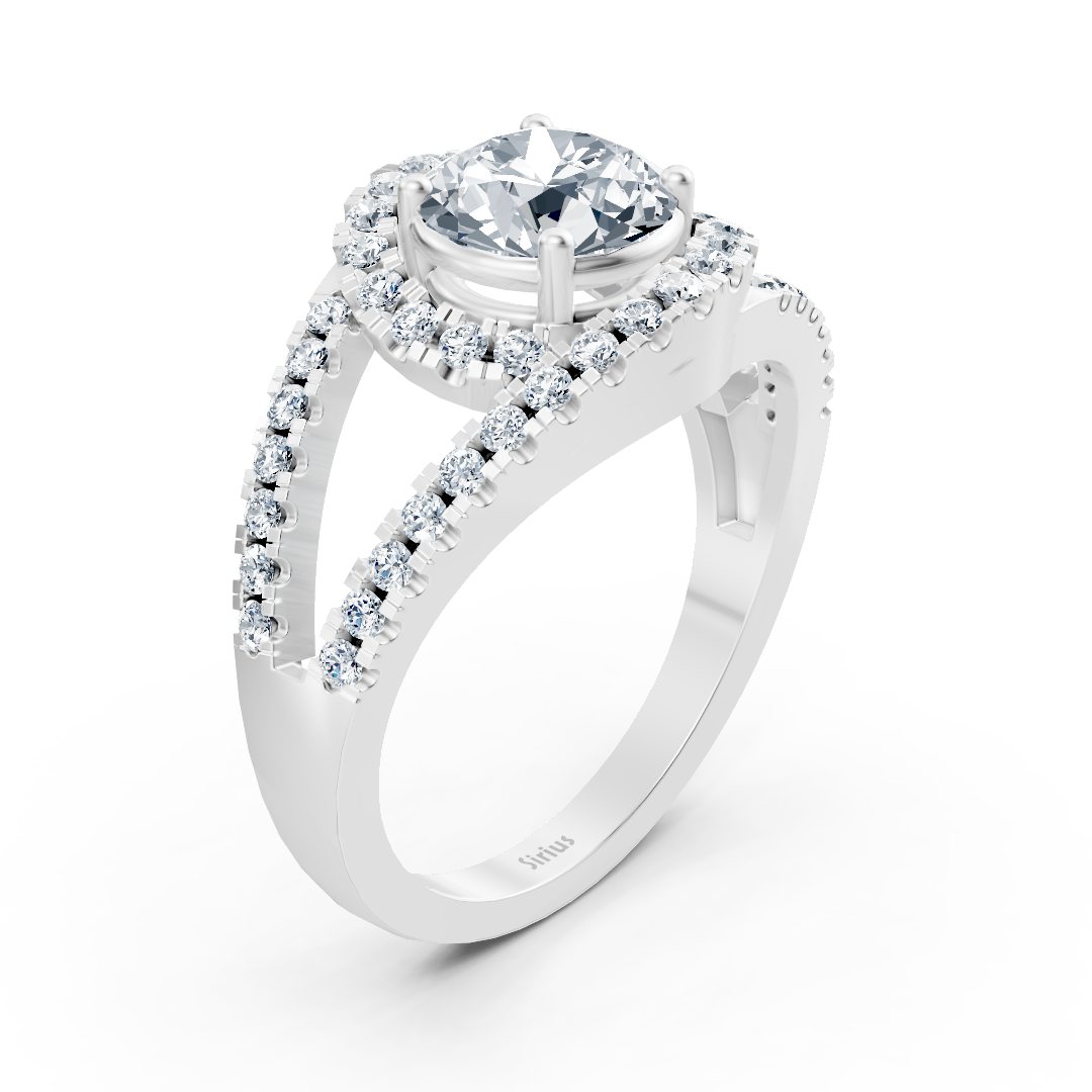 White gold diamond halo engagement ring