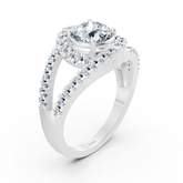 Weissgoldener Weisstopas Diamant-Halo-Verlobungsring