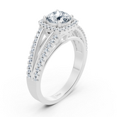 Zarter Halo Diamant Verlobungsring aus 14 Karat Weißgold