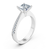 White gold diamond solitaire ring princess cut with accents
