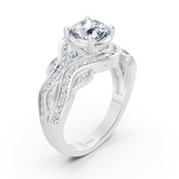 White gold diamond engagement ring "Romantic Leaves"