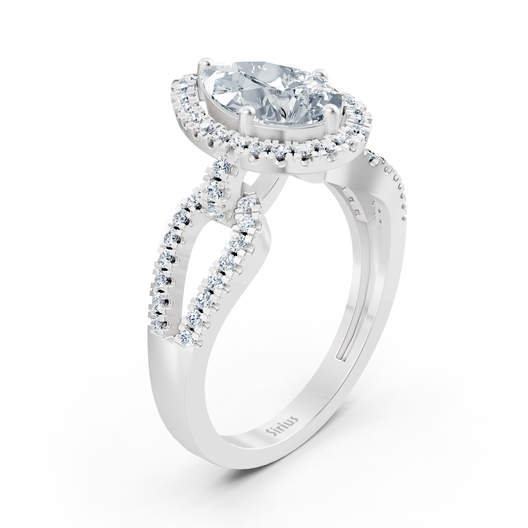 Bague Majestic Pear en or blanc 14 carats avec diamants marquise