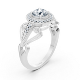 Vintage engagement ring with diamonds in 14K white gold