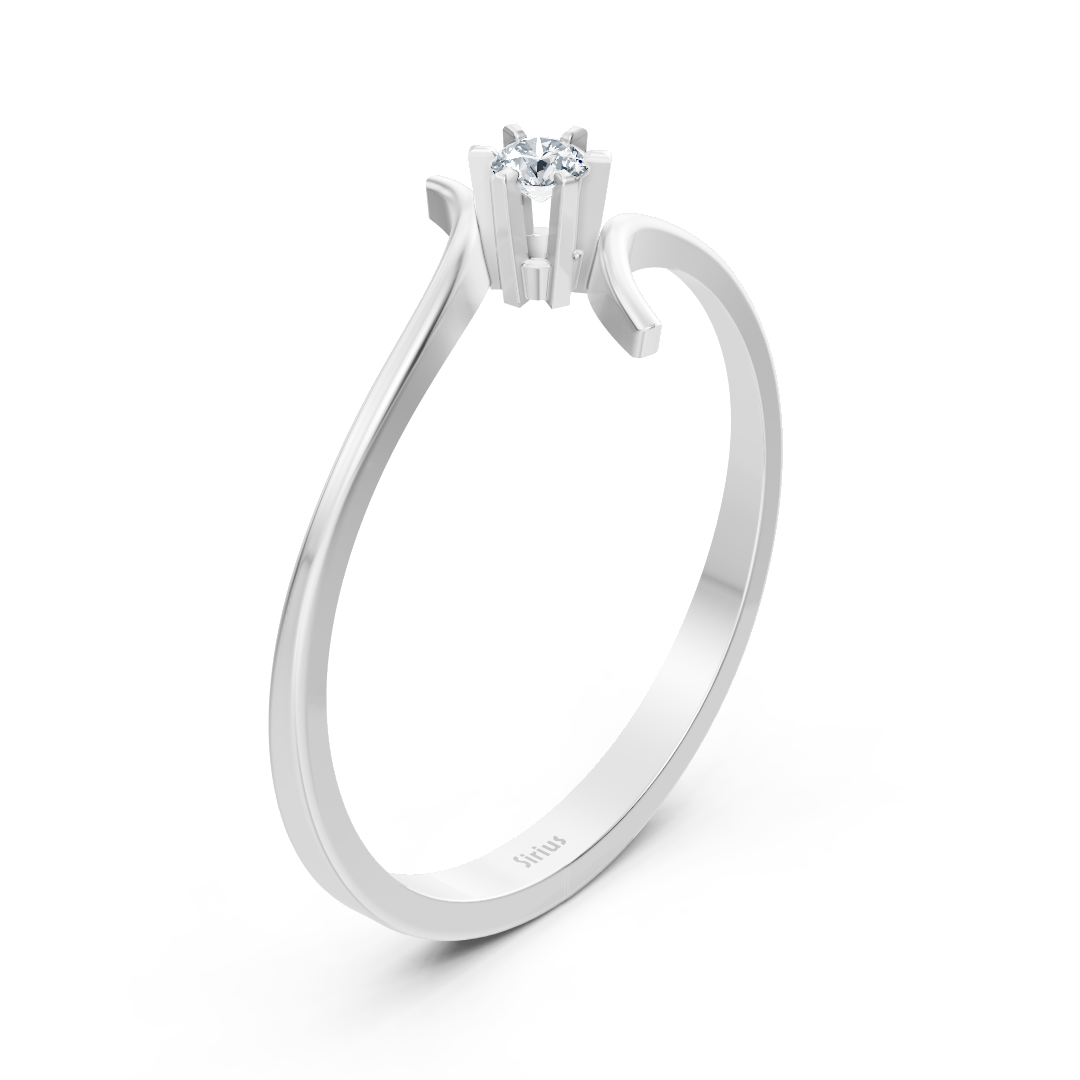 White gold diamond solitaire ring simple