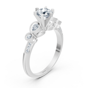 1.01ct Rund  Diamant Vintage Verlobungsring in Weißgold