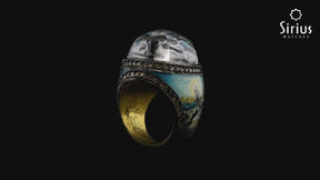 Bague Loup Gris en Diamants Noirs