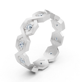 Bague diamant géométrique en or blanc 14 carats
