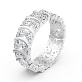 Bague en or blanc avec diamants au design incurvé