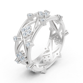 Bague en or blanc avec diamant et motif floral