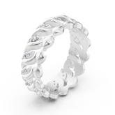 Delicate white gold ring with diamonds in a heart-shaped design