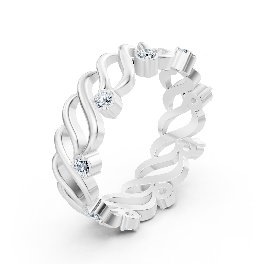 Bague en or blanc 14 carats avec diamants « Vague de grâce »