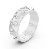 Bague Birgie en or blanc 14 carats avec diamants en zigzag - Modern Swing