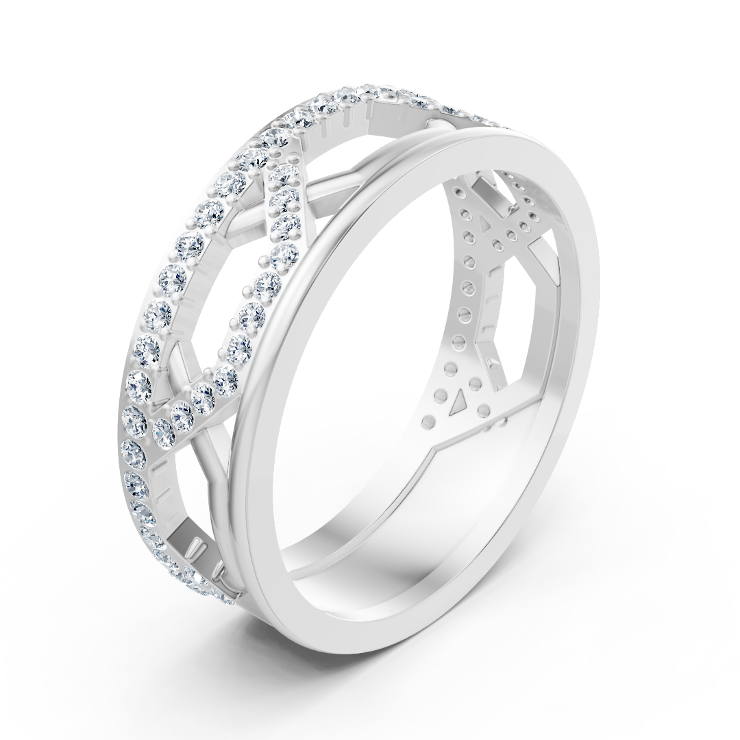 White gold ring with round diamonds in prong design