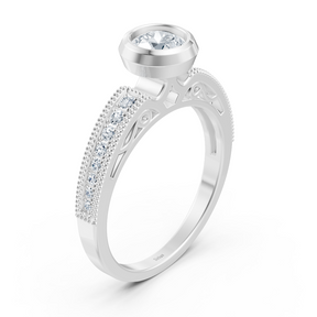 Classic solitaire diamond engagement ring in 14 carat white gold