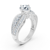 Extravagant diamond engagement ring in 14 carat white gold