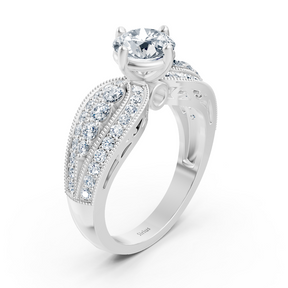 Extravagant diamond engagement ring in 14 carat white gold
