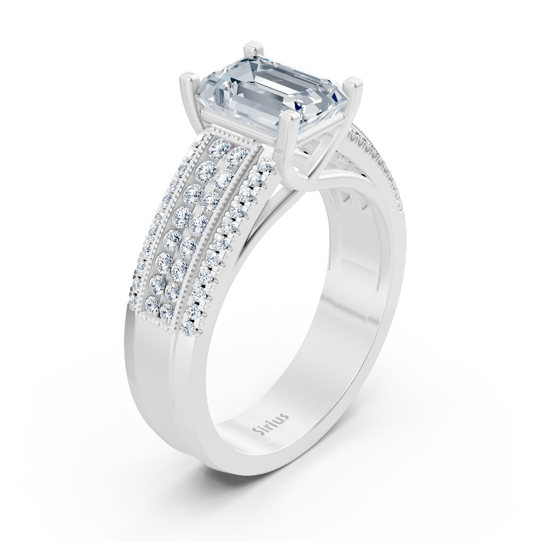 white gold octagon amethyst diamond engagement ring