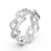 Anneau de diamant en or blanc exclusif 14K avec une coupe ronde brillante