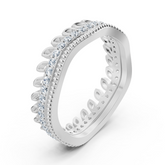 Bague couronne de diamants en or blanc 14 carats - bague pour femme en filigrane avec diamants