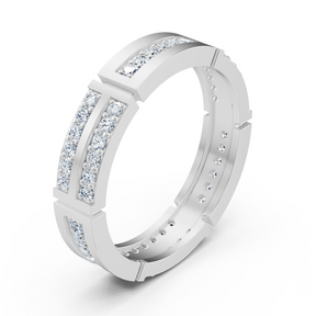 Bague diamant exclusive en or blanc 14 carats – diamants ronds de 0,54 carat