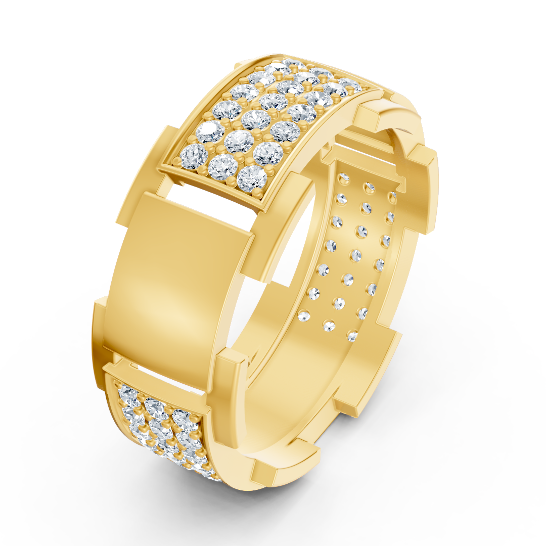 14 Karat Gold Design Trauring mit Diamanten
