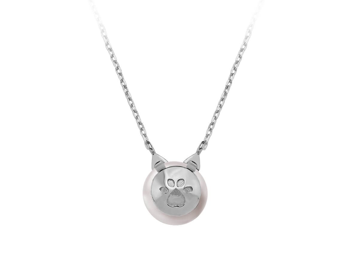 Birgie 8K Weißgold Halskette mit schwarzen Diamanten und Perle