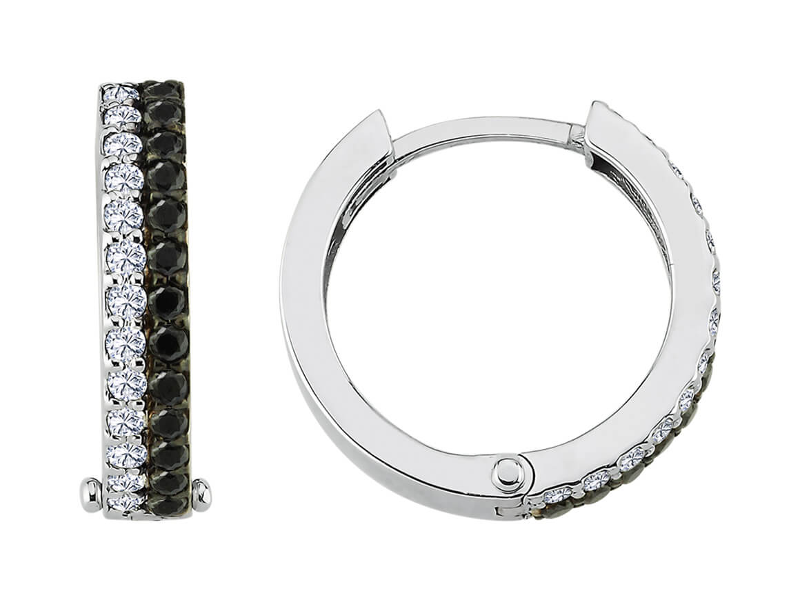 Birgie Diamant & Schwarzer Diamant Ohrringe 0,30 Karat Diamant 0,40 Karat Schwarzer Diamant 14 Karat Gold