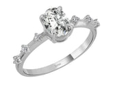 Birgie Diamant-Solitärring mit ovalem Schliff und Akzentdiamanten