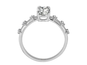 Birgie Diamant-Solitärring mit ovalem Schliff und Akzentdiamanten
