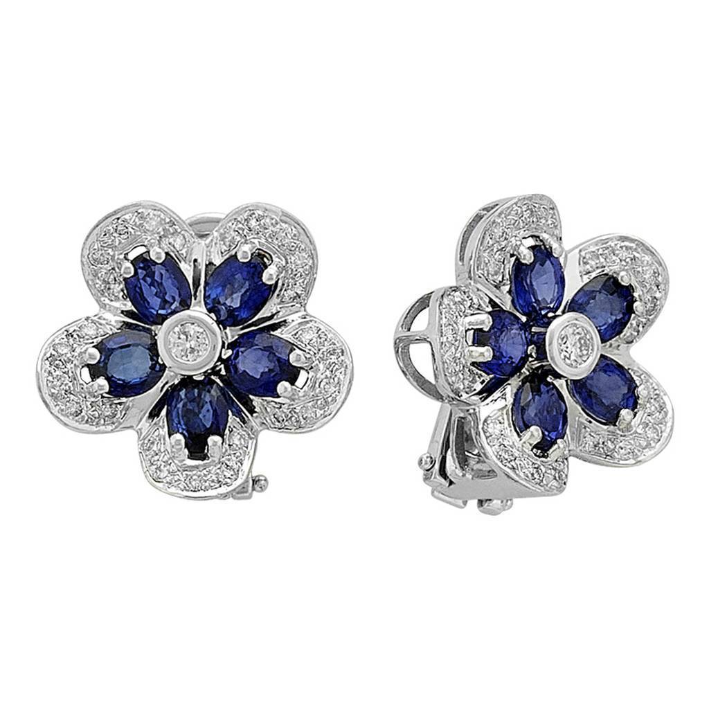 Diamond and Oval Cut Sapphire Purple Earrings