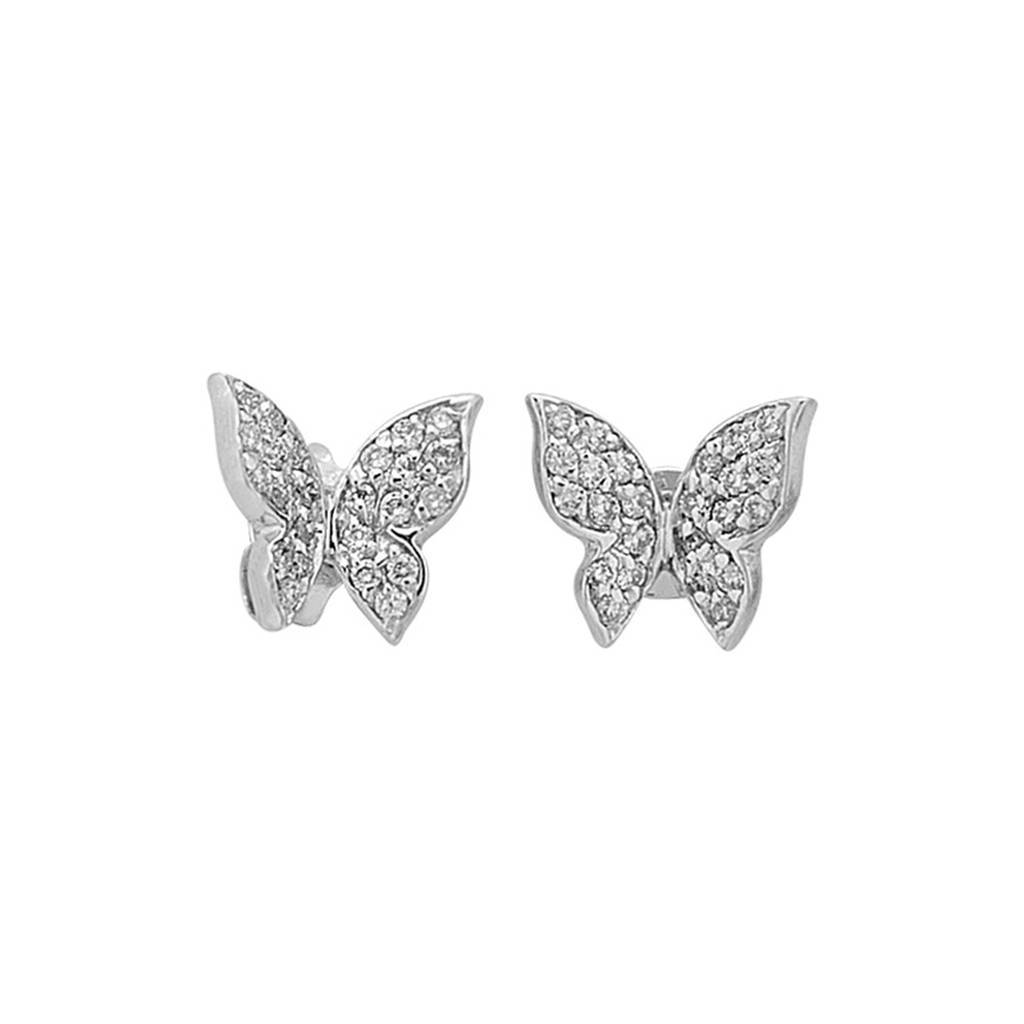 Diamond butterfly stud earrings