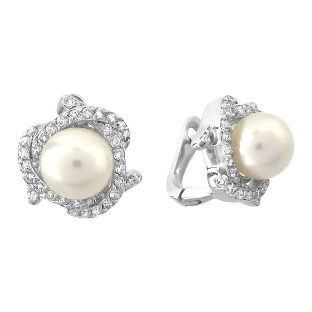 Boucles d'oreilles diamants et perles