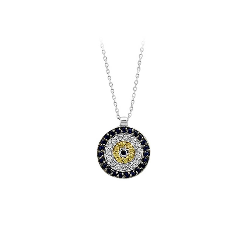 Sapphire and diamond eye necklace