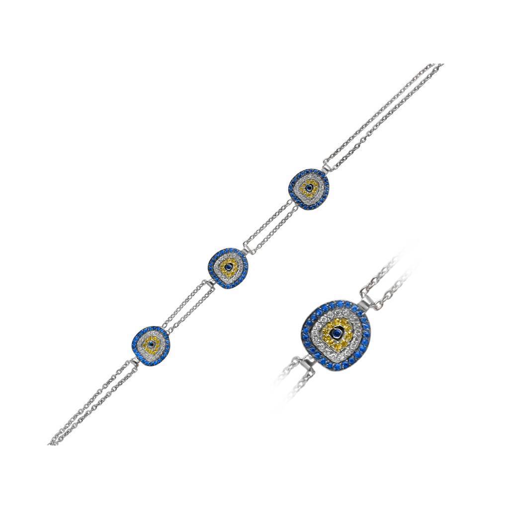 Diamond and Sapphire Tria Blue Eye Bracelet