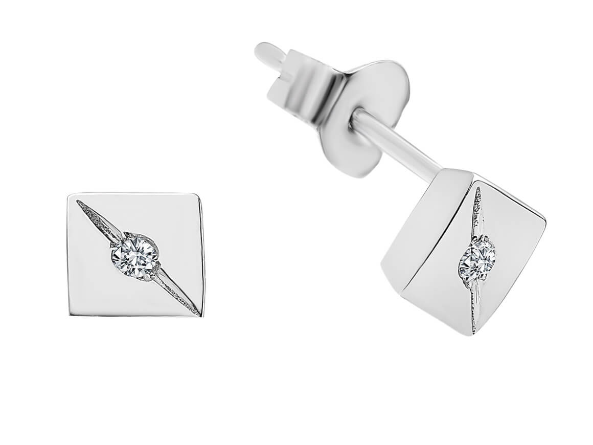 0.04 Carat Diamond Square Stud Earrings
