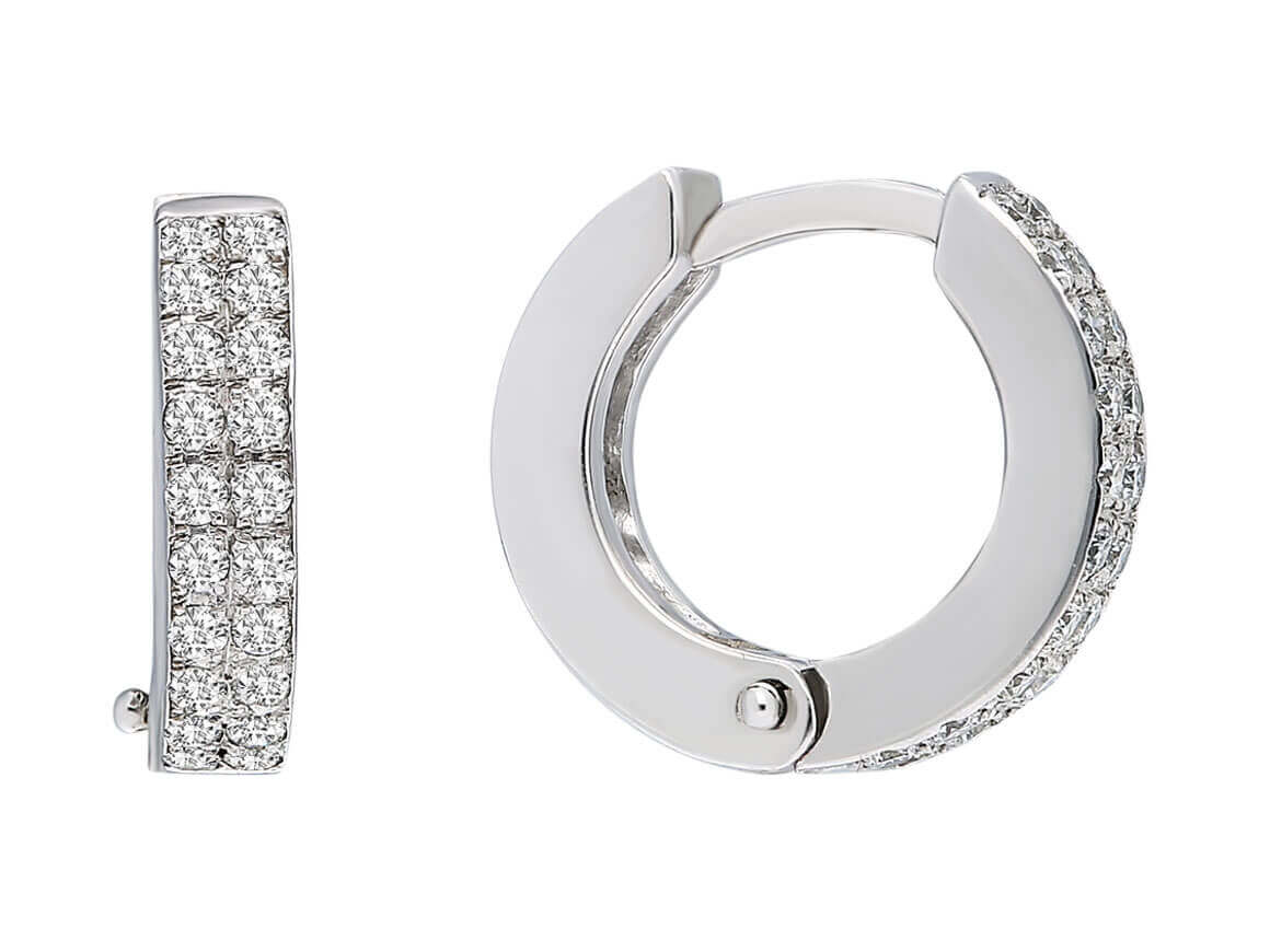 Double row diamond hoop earrings