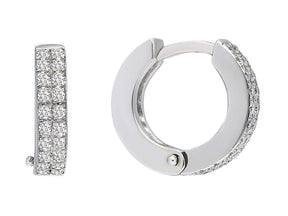 Double row diamond hoop earrings