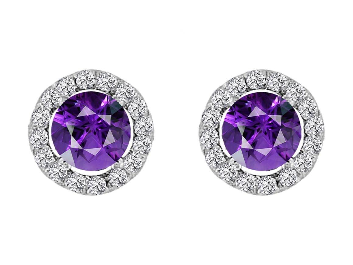 Diamond and Amethyst Earrings