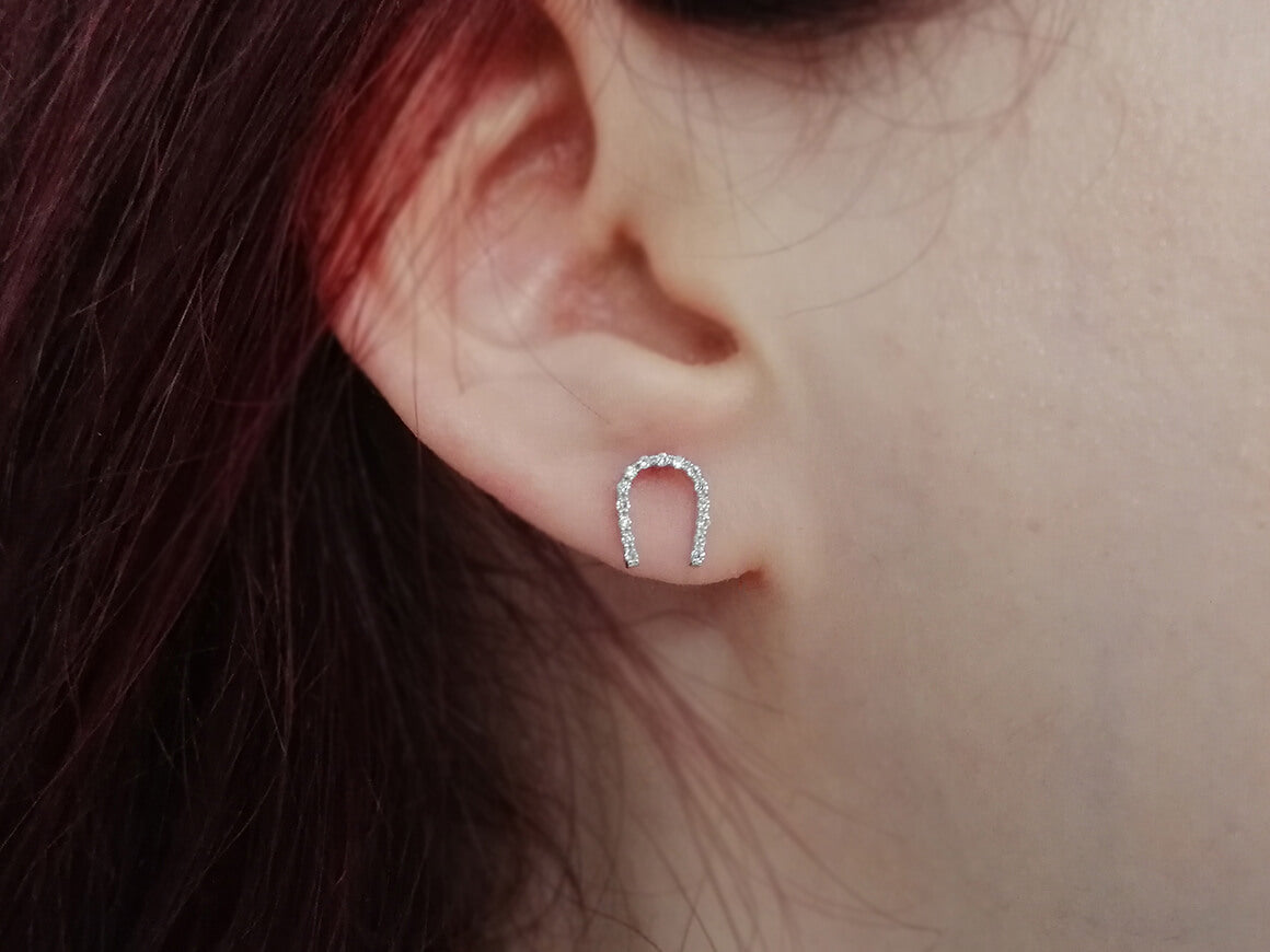 Diamond horseshoe stud earrings