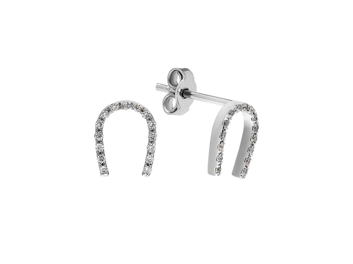 Diamond horseshoe stud earrings