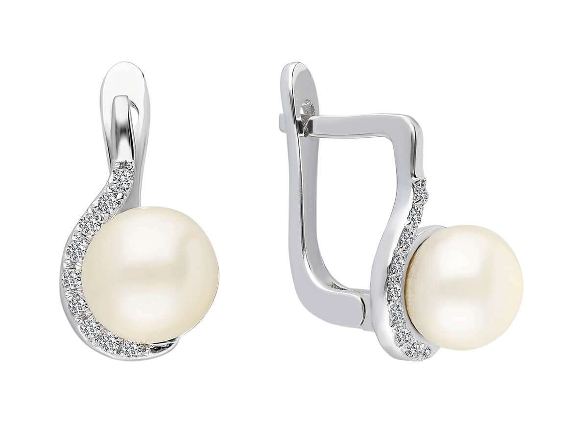 Boucles d'oreilles diamants et perles